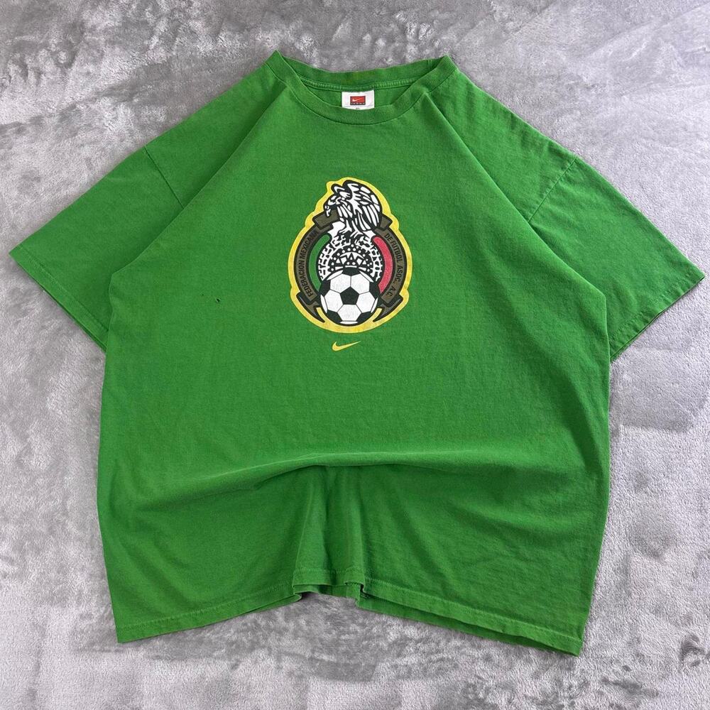 Vintage Nike Mexico Soccer T-Shirt Men’s XL Green Center Swoosh Y2K Futbol